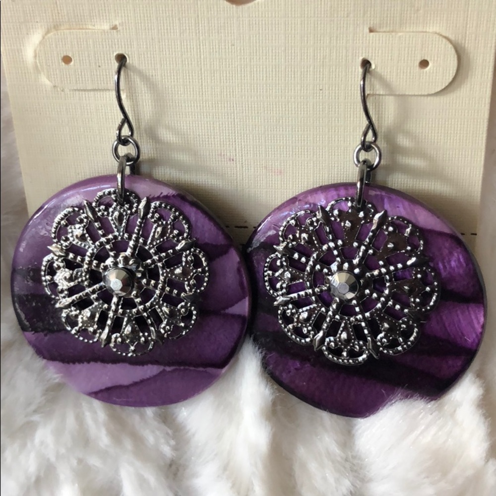 Sonoma Life + Style Purple Genuine Shell Earrings